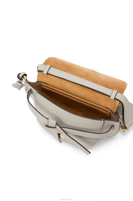 Loewe mujer bolso mini gate dual de suave piel de becerro y jacquard LP64276 gris ceniza
