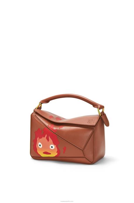 Loewe mujer Bolso puzzle calcifer pequeño de piel de becerro satinada LP64442 óxido