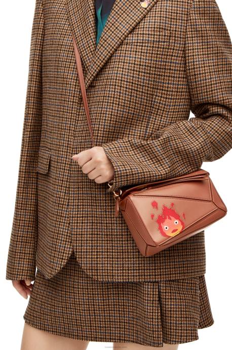Loewe mujer Minibolso calcifer puzzle de piel de becerro satinada LP64260 óxido