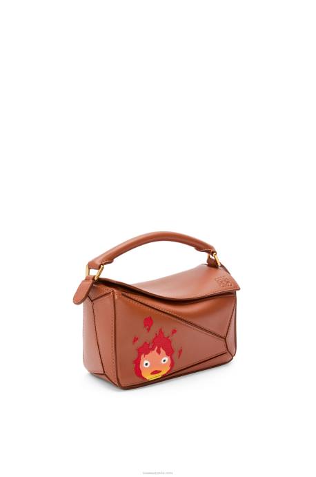 Loewe mujer Minibolso calcifer puzzle de piel de becerro satinada LP64260 óxido