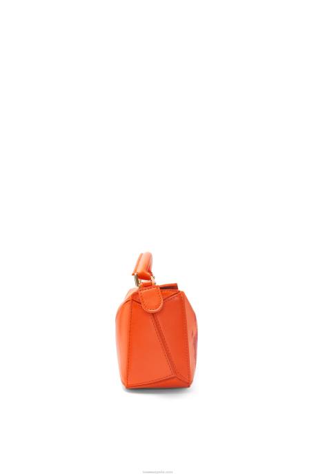 Loewe mujer Minibolso calcifer puzzle de piel de becerro satinada LP64261 naranja