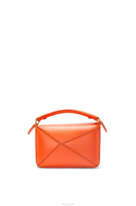 Loewe mujer Minibolso calcifer puzzle de piel de becerro satinada LP64261 naranja