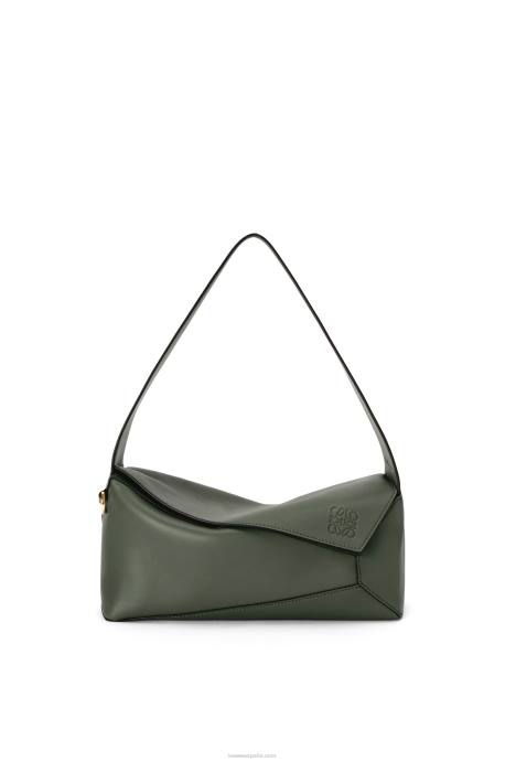 Loewe mujer bolso hobo puzzle de piel de becerro napa LP64472 caqui de la vendimia