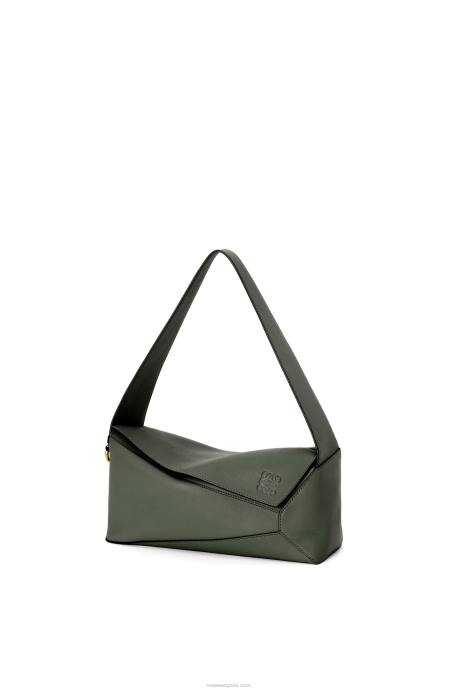Loewe mujer bolso hobo puzzle de piel de becerro napa LP64472 caqui de la vendimia