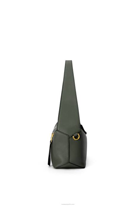 Loewe mujer bolso hobo puzzle de piel de becerro napa LP64472 caqui de la vendimia