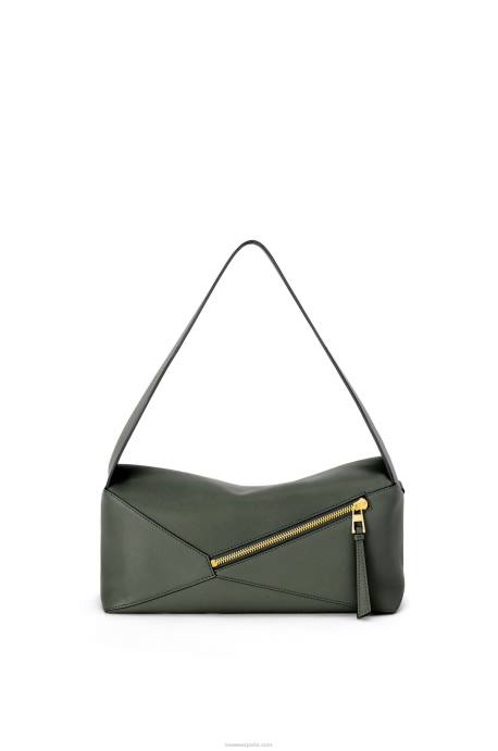 Loewe mujer bolso hobo puzzle de piel de becerro napa LP64472 caqui de la vendimia