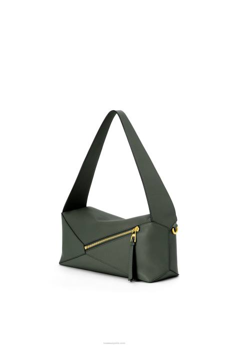 Loewe mujer bolso hobo puzzle de piel de becerro napa LP64472 caqui de la vendimia