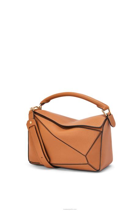 Loewe mujer bolso puzzle de suave piel de becerro graneada LP64369 caramelo ligero