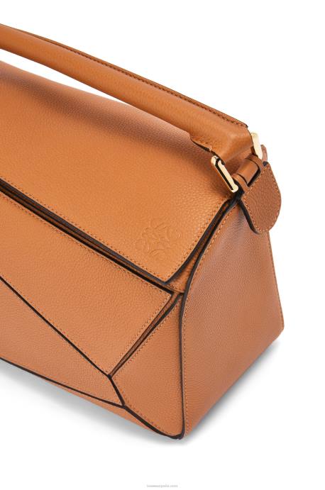 Loewe mujer bolso puzzle de suave piel de becerro graneada LP64369 caramelo ligero