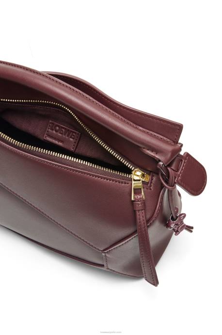 Loewe mujer bolso puzzle edge pequeño de piel de becerro satinada LP64274 glaseado de sang de boeuf