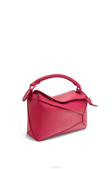 Loewe mujer bolso puzzle edge pequeño de piel de becerro satinada LP64436 esmalte rojo rubí