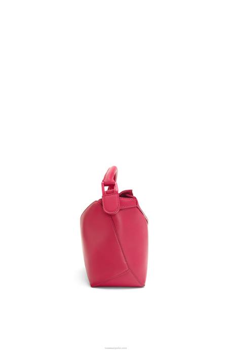 Loewe mujer bolso puzzle edge pequeño de piel de becerro satinada LP64436 esmalte rojo rubí