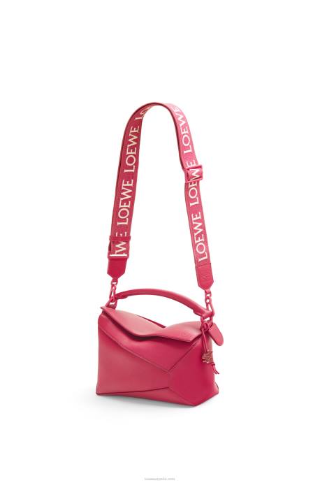 Loewe mujer bolso puzzle edge pequeño de piel de becerro satinada LP64436 esmalte rojo rubí