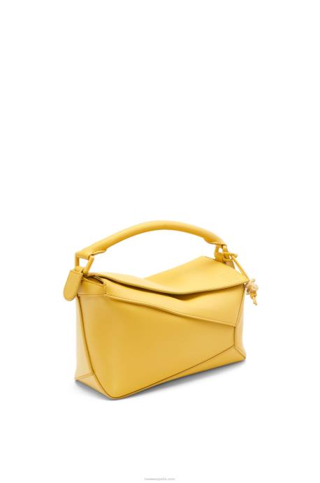 Loewe mujer bolso puzzle edge pequeño de piel de becerro satinada LP64530 glaseado amarillo pálido