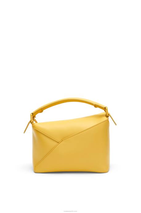 Loewe mujer bolso puzzle edge pequeño de piel de becerro satinada LP64530 glaseado amarillo pálido