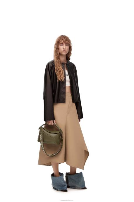 Loewe mujer bolso puzzle edge pequeño de piel de becerro satinada LP64536 glaseado de polvo de té