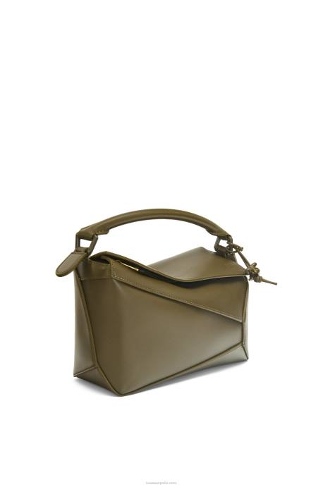 Loewe mujer bolso puzzle edge pequeño de piel de becerro satinada LP64536 glaseado de polvo de té