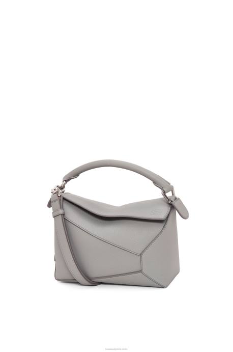 Loewe mujer bolso puzzle edge pequeño de suave piel de becerro graneada LP64366 Perla gris
