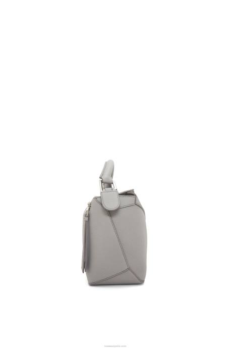 Loewe mujer bolso puzzle edge pequeño de suave piel de becerro graneada LP64366 Perla gris
