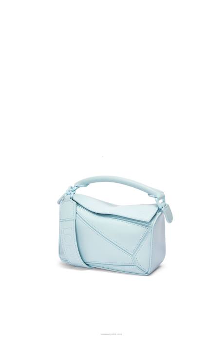 Loewe mujer bolso puzzle mini de piel de becerro satinada LP64264 aguamarina