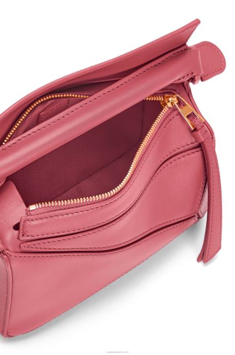 Loewe mujer bolso puzzle mini de piel de becerro satinada LP64266 ciruela