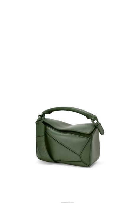 Loewe mujer bolso puzzle mini de piel de becerro satinada LP64270 caqui de la vendimia