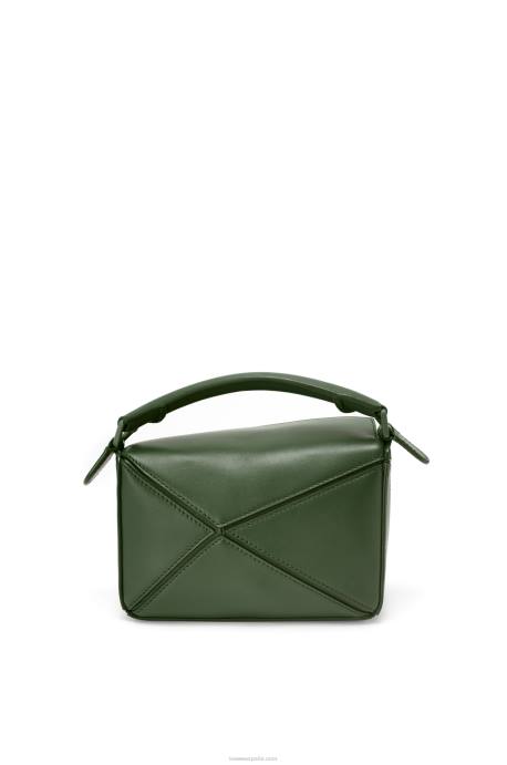 Loewe mujer bolso puzzle mini de piel de becerro satinada LP64270 caqui de la vendimia