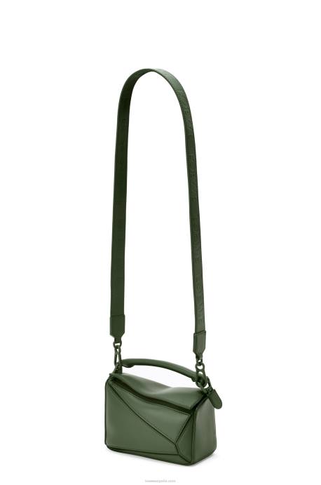 Loewe mujer bolso puzzle mini de piel de becerro satinada LP64270 caqui de la vendimia