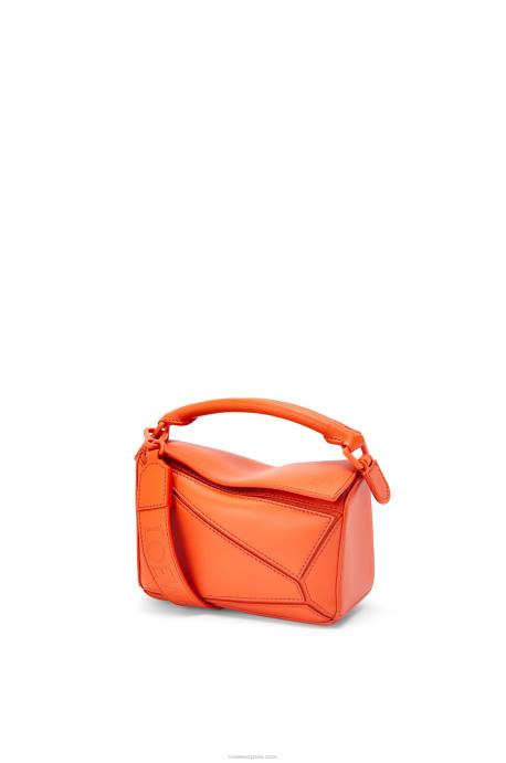 Loewe mujer bolso puzzle mini de piel de becerro satinada LP64271 naranja