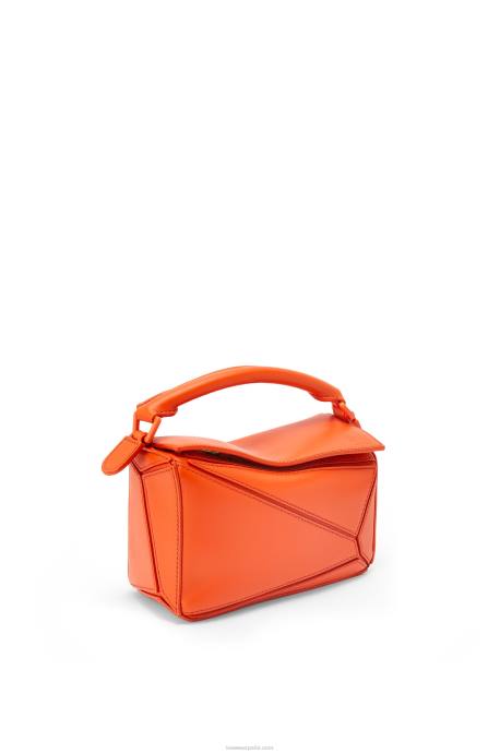 Loewe mujer bolso puzzle mini de piel de becerro satinada LP64271 naranja
