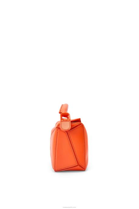 Loewe mujer bolso puzzle mini de piel de becerro satinada LP64271 naranja