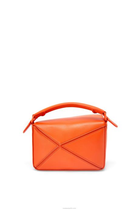 Loewe mujer bolso puzzle mini de piel de becerro satinada LP64271 naranja