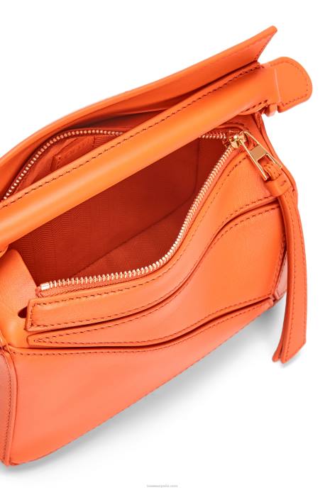 Loewe mujer bolso puzzle mini de piel de becerro satinada LP64271 naranja