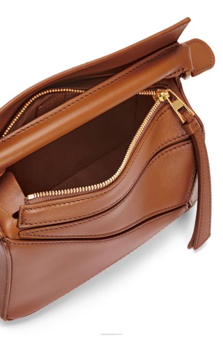 Loewe mujer bolso puzzle mini de piel de becerro satinada LP64273 pacana