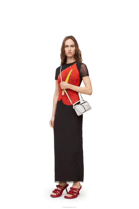 Loewe mujer bolso puzzle mini de suave piel de becerro granulada LP64203 blanco suave