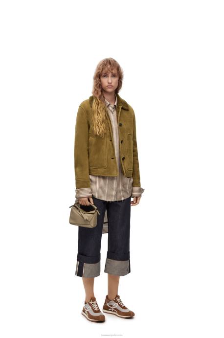 Loewe mujer bolso puzzle mini de suave piel de becerro granulada LP64560 alcachofa verde