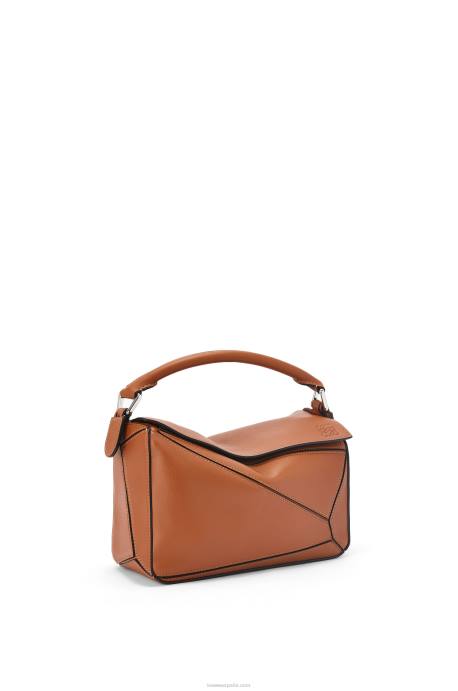 Loewe mujer bolso puzzle pequeño de piel de becerro clásica LP64364 broncearse