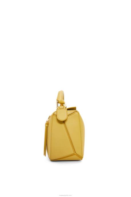 Loewe mujer bolso puzzle pequeño de piel de becerro clásica LP64365 ocre brillante