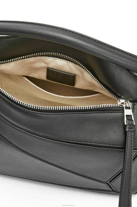 Loewe mujer bolso puzzle pequeño de piel de becerro clásica LP64478 negro