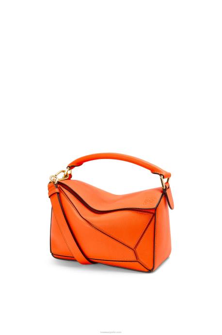 Loewe mujer bolso puzzle pequeño de piel de becerro clásica LP64501 naranja