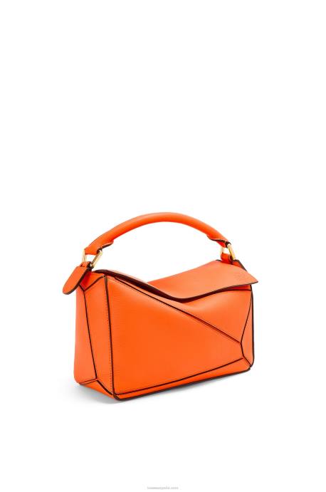 Loewe mujer bolso puzzle pequeño de piel de becerro clásica LP64501 naranja