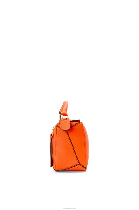 Loewe mujer bolso puzzle pequeño de piel de becerro clásica LP64501 naranja