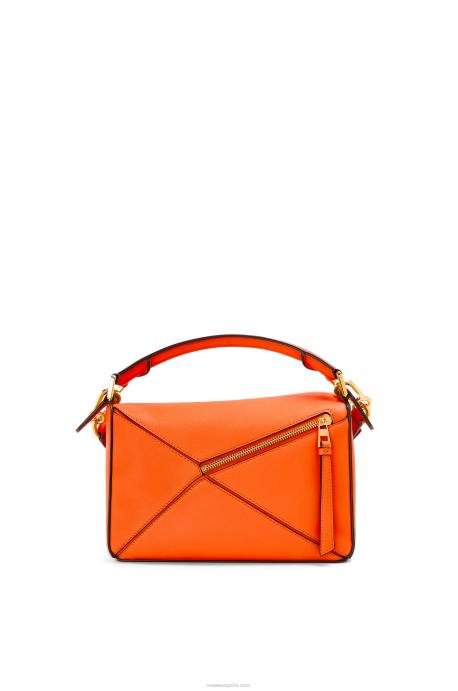 Loewe mujer bolso puzzle pequeño de piel de becerro clásica LP64501 naranja