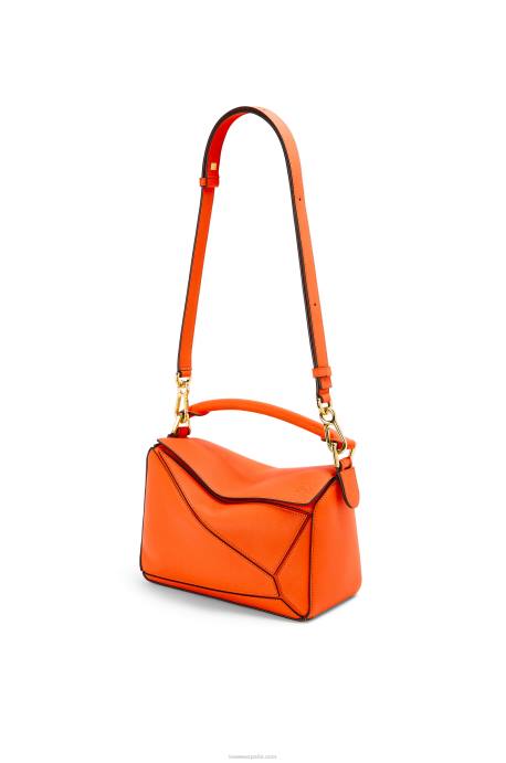 Loewe mujer bolso puzzle pequeño de piel de becerro clásica LP64501 naranja