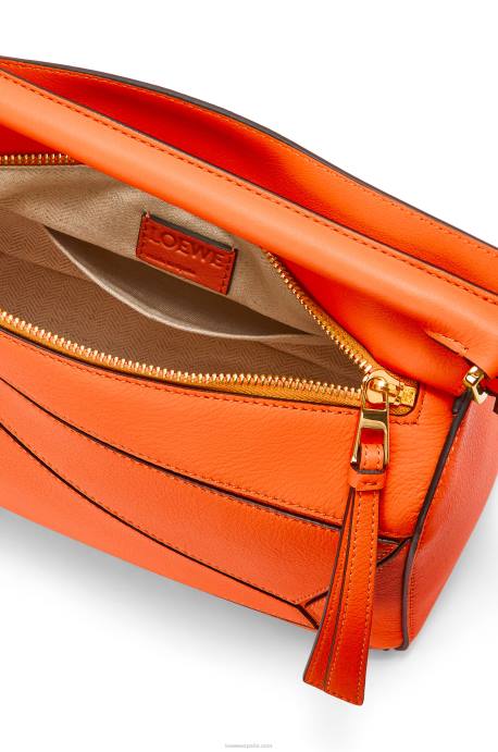 Loewe mujer bolso puzzle pequeño de piel de becerro clásica LP64501 naranja