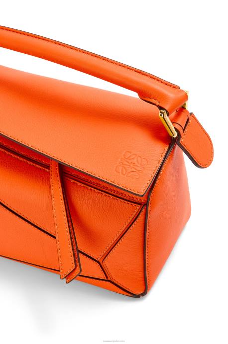 Loewe mujer bolso puzzle pequeño de piel de becerro clásica LP64501 naranja