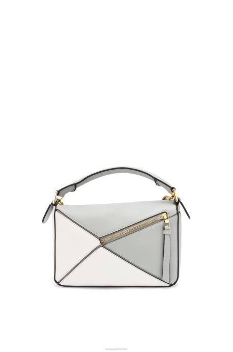 Loewe mujer bolso puzzle pequeño de piel de becerro clásica LP64516 gris ceniza/verde marmol