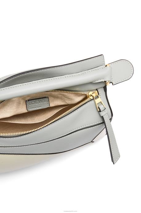 Loewe mujer bolso puzzle pequeño de piel de becerro clásica LP64516 gris ceniza/verde marmol
