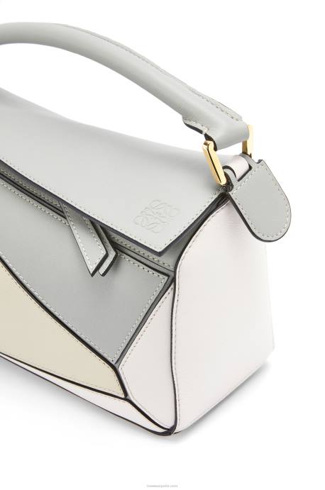 Loewe mujer bolso puzzle pequeño de piel de becerro clásica LP64516 gris ceniza/verde marmol