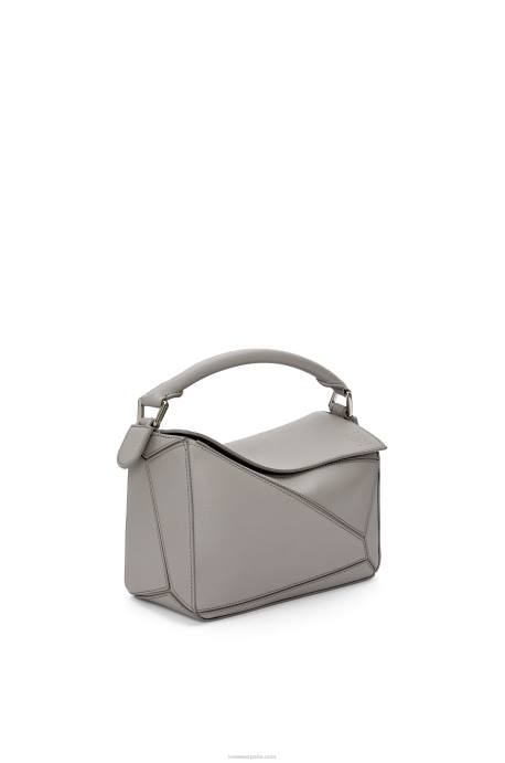 Loewe mujer bolso puzzle pequeño de piel de becerro clásica LP64537 Perla gris
